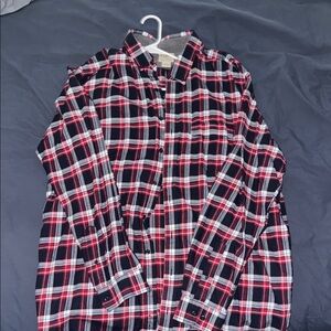 L.L. Bean Men's Casual Plaid Shirt - Black, Red, White